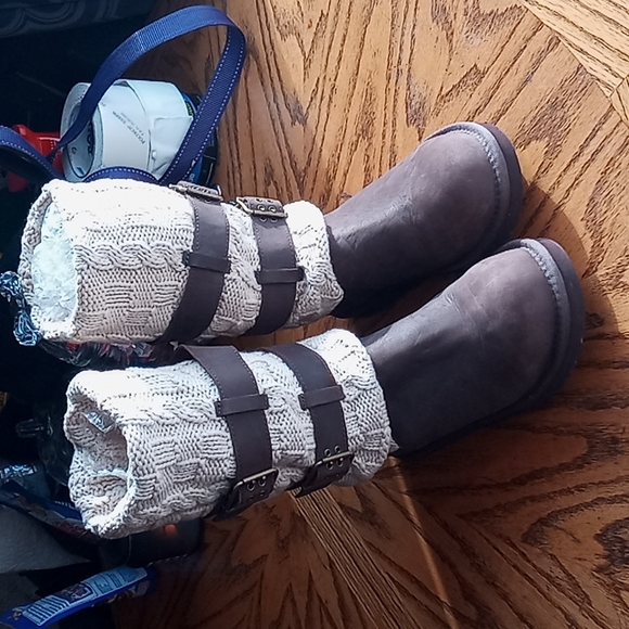 Ugg sweater knit roll down buckle high boots leather LIKE NEW UGG AUSTRALIA - Picture 7 of 7